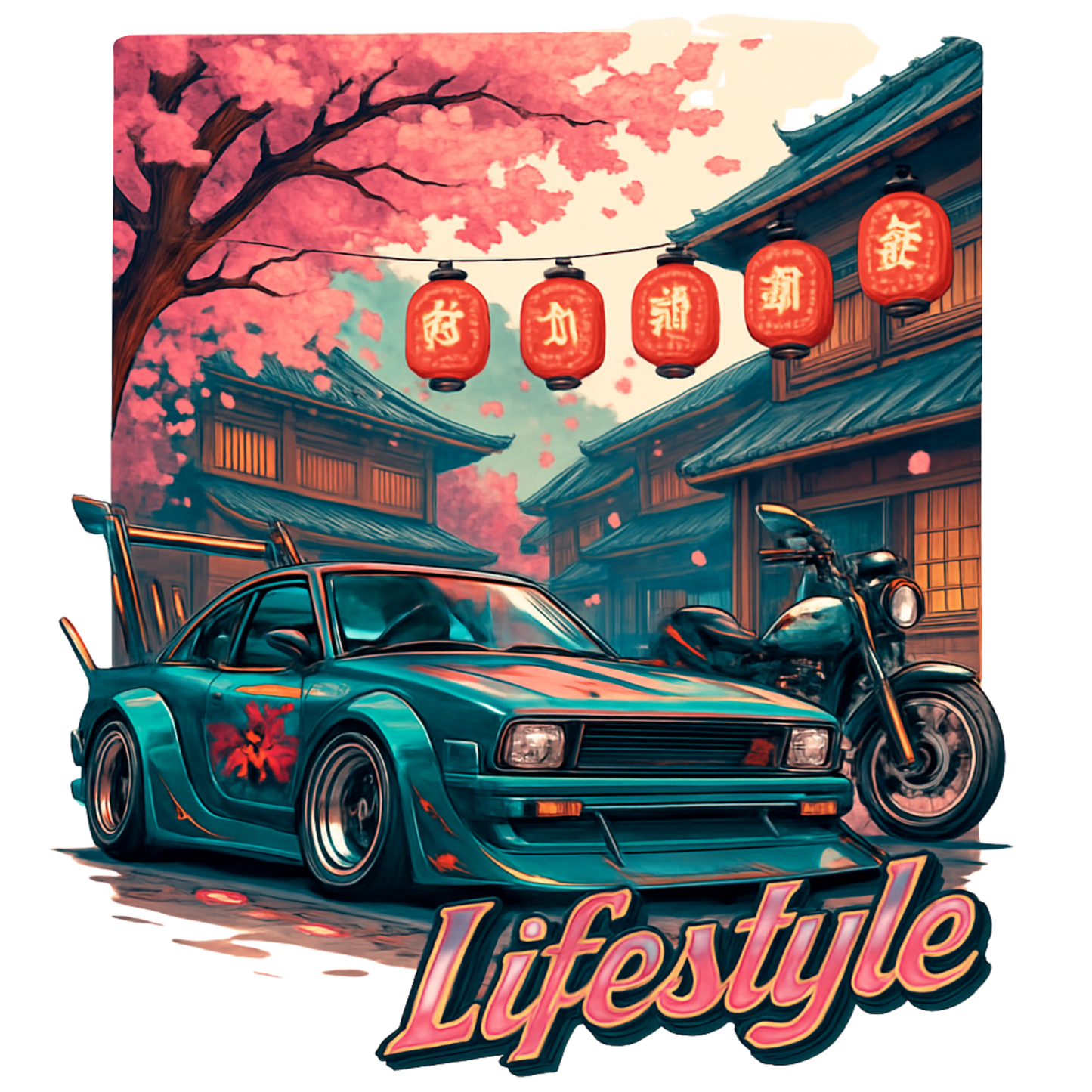Vintage JDM Bosozoku Nightlife Tee — "Lifestyle" Classic Car Street Scene