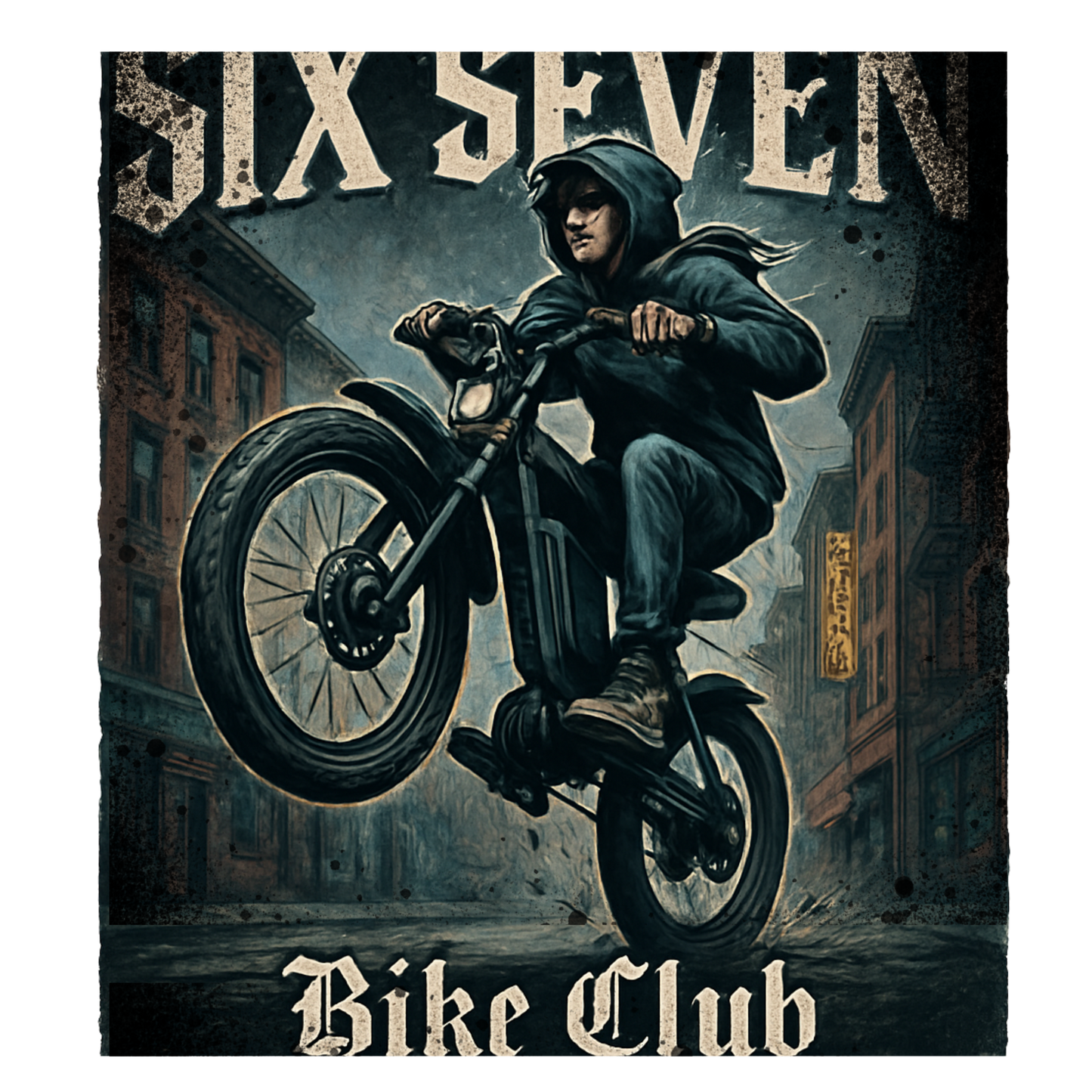 Six Seven E-Bike Club Tee — Vintage Rider Graphic T-Shirt